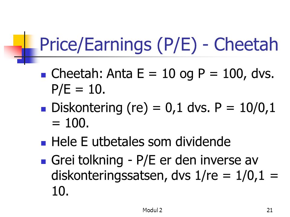Price/Earnings (P/E) - Cheetah