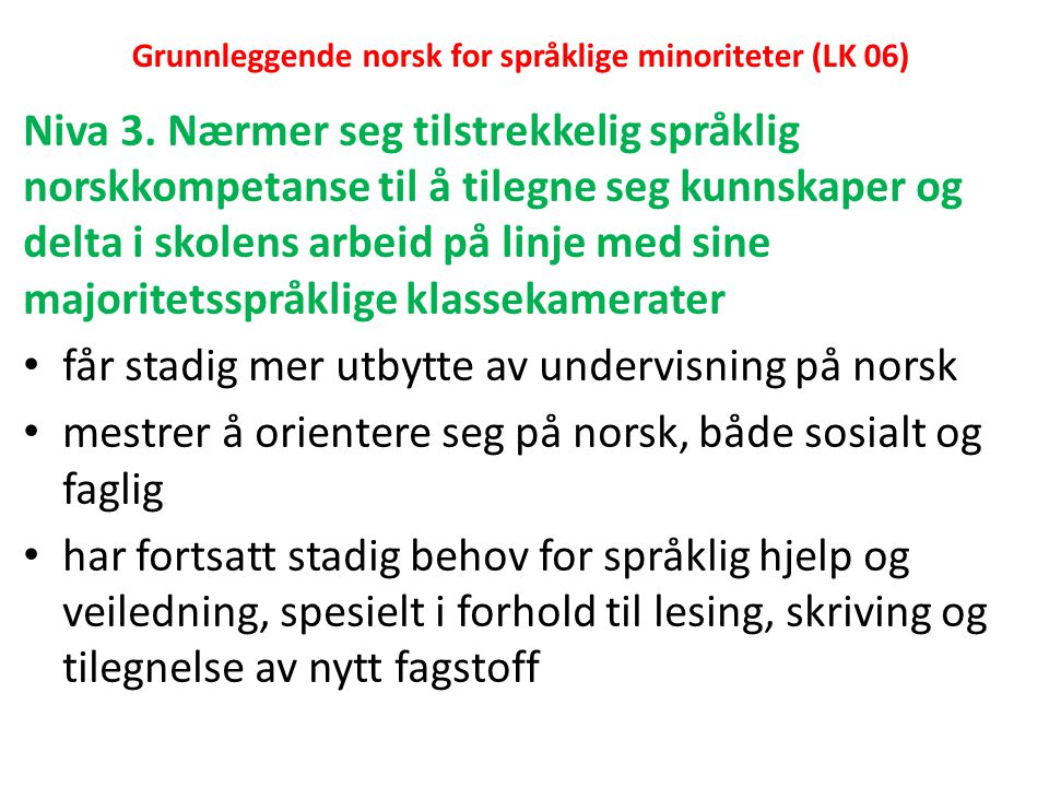 Grunnleggende norsk for språklige minoriteter (LK 06)