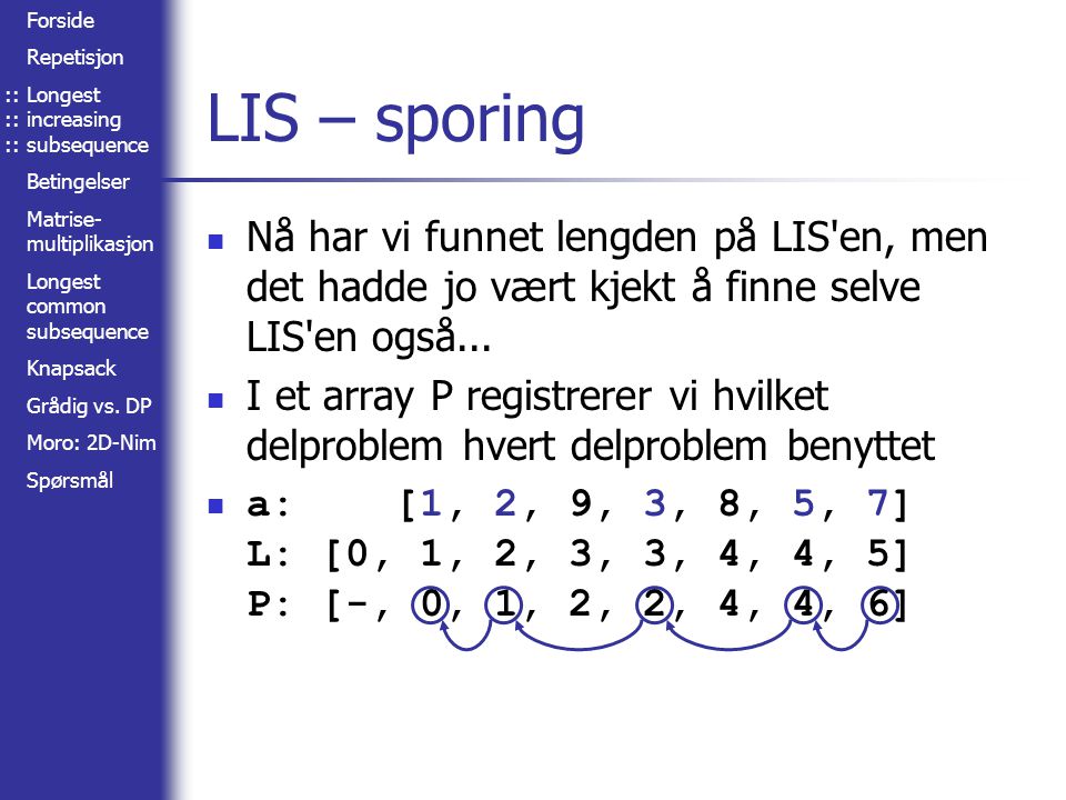 :: :: :: LIS – sporing. Nå har vi funnet lengden på LIS en, men det hadde jo vært kjekt å finne selve LIS en også...
