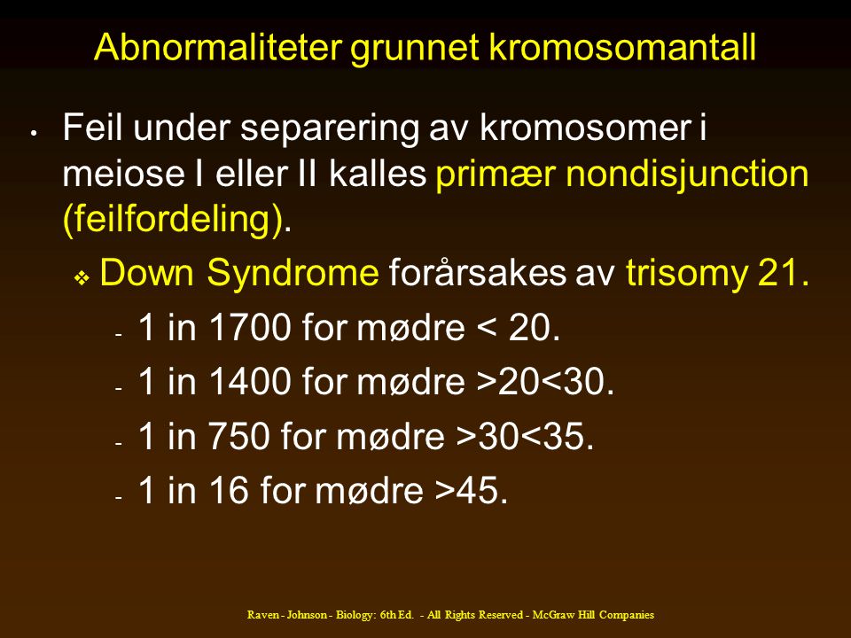 Abnormaliteter grunnet kromosomantall