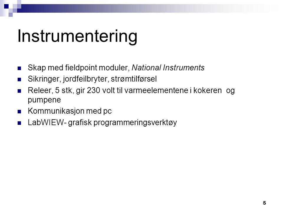 Instrumentering Skap med fieldpoint moduler, National Instruments