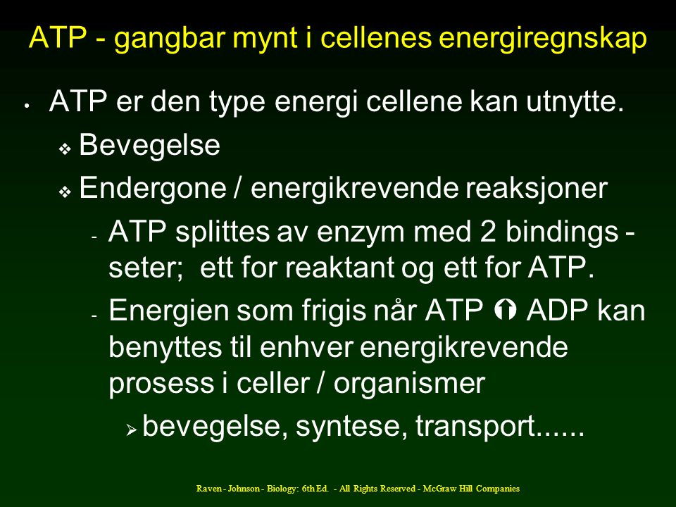 ATP - gangbar mynt i cellenes energiregnskap