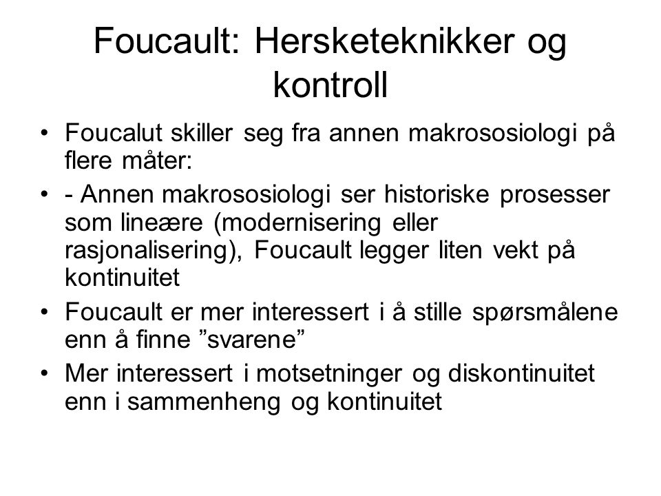 Foucault: Hersketeknikker og kontroll