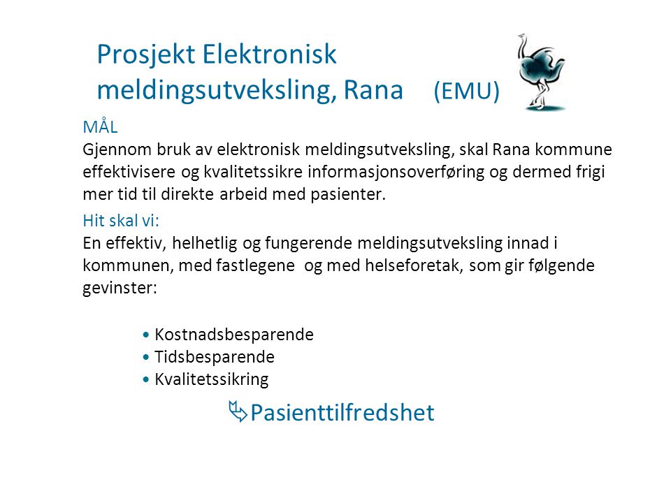 Prosjekt Elektronisk meldingsutveksling, Rana (EMU)