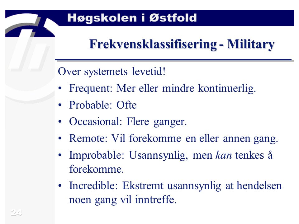 Frekvensklassifisering - Military