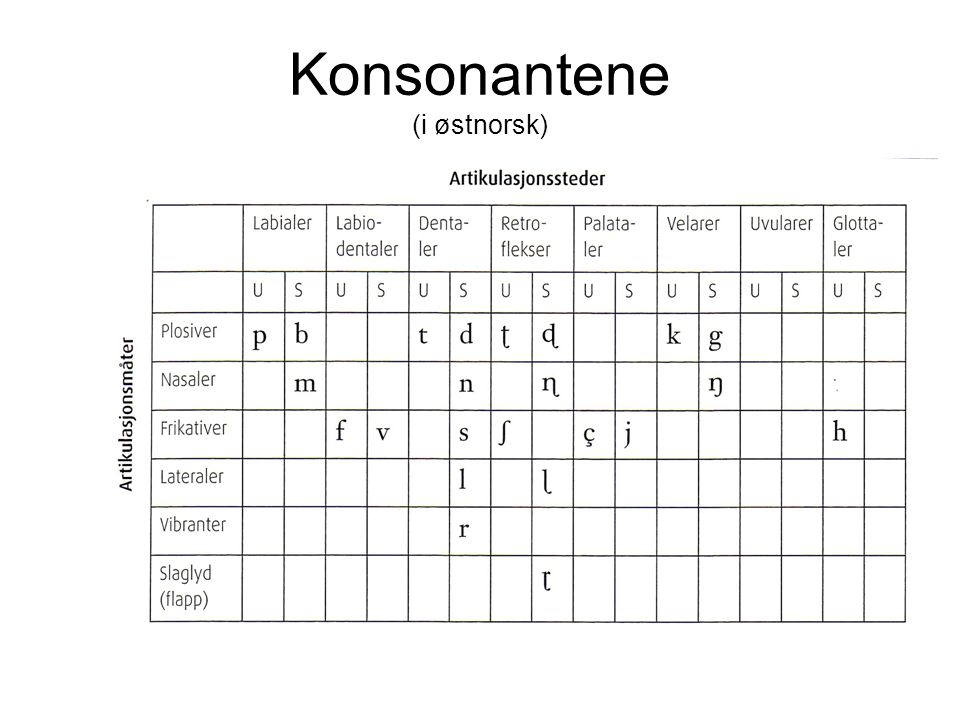Konsonantene (i østnorsk)