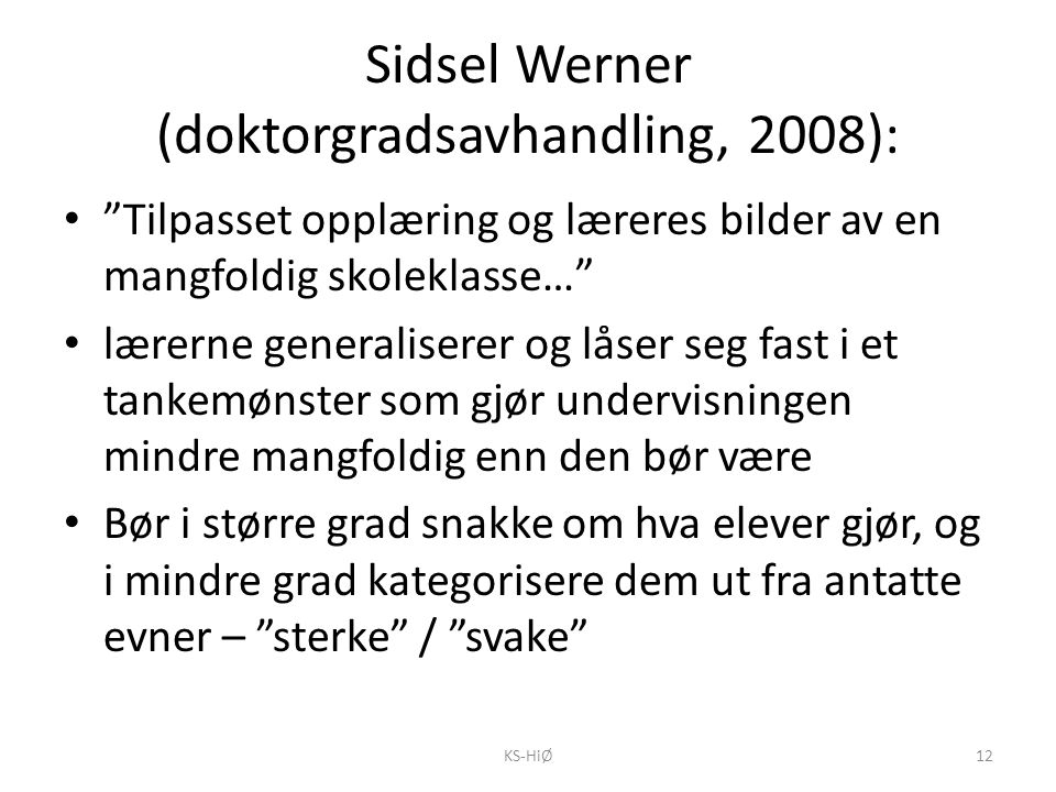 Sidsel Werner (doktorgradsavhandling, 2008):