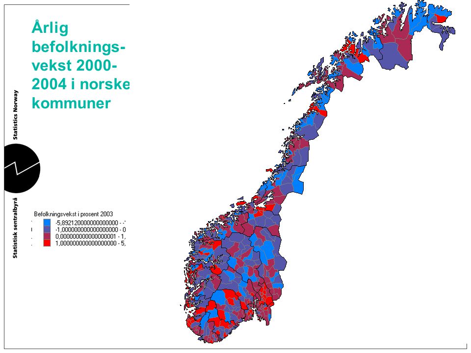 Årlig befolknings-vekst i norske kommuner