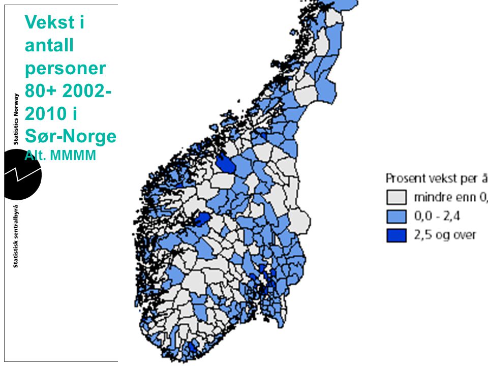Vekst i antall personer i Sør-Norge.
