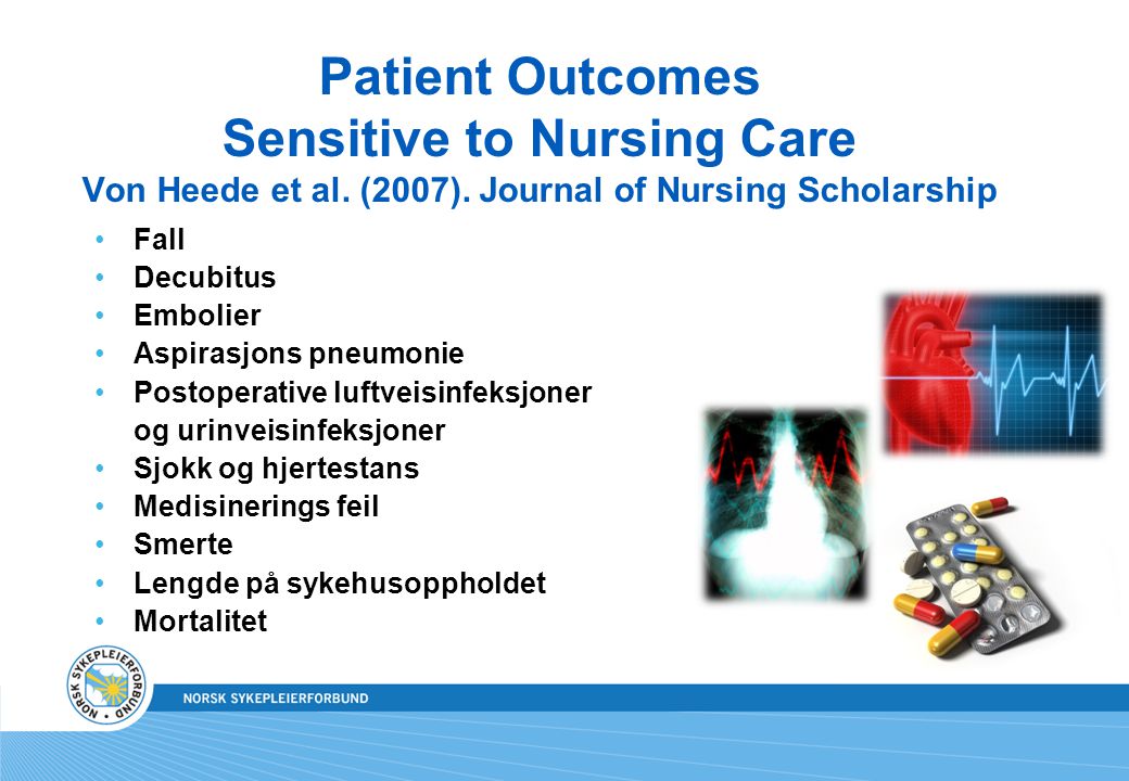 Patient Outcomes Sensitive to Nursing Care Von Heede et al. (2007)