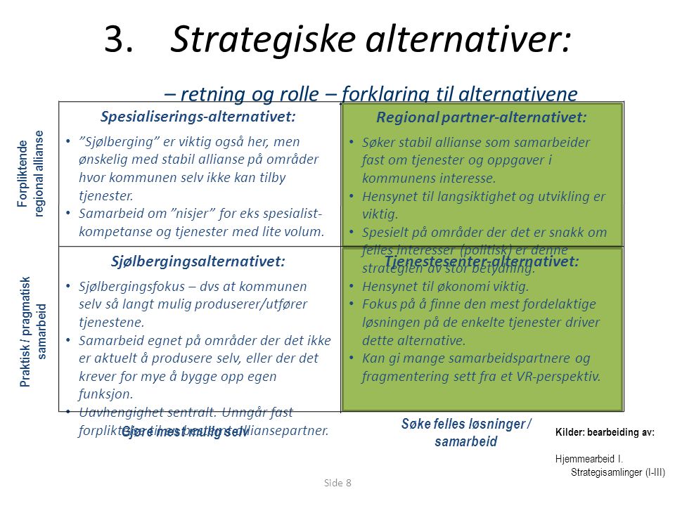 3. Strategiske alternativer: