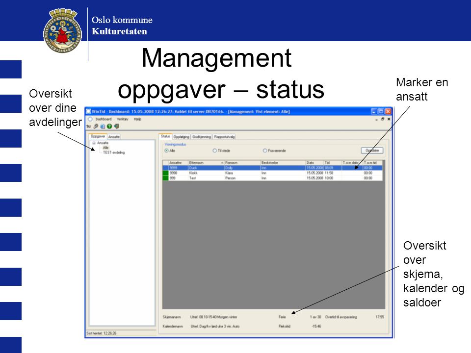 Management oppgaver – status