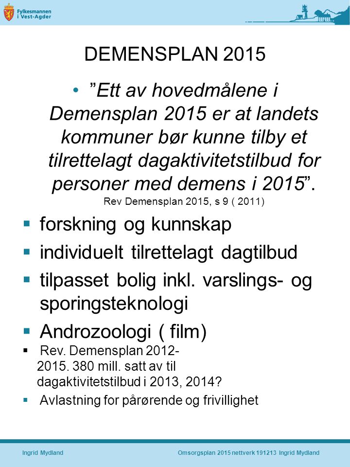 Omsorgsplan 2015 nettverk Ingrid Mydland