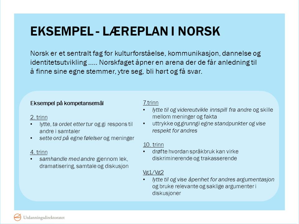 Eksempel - læreplan i norsk
