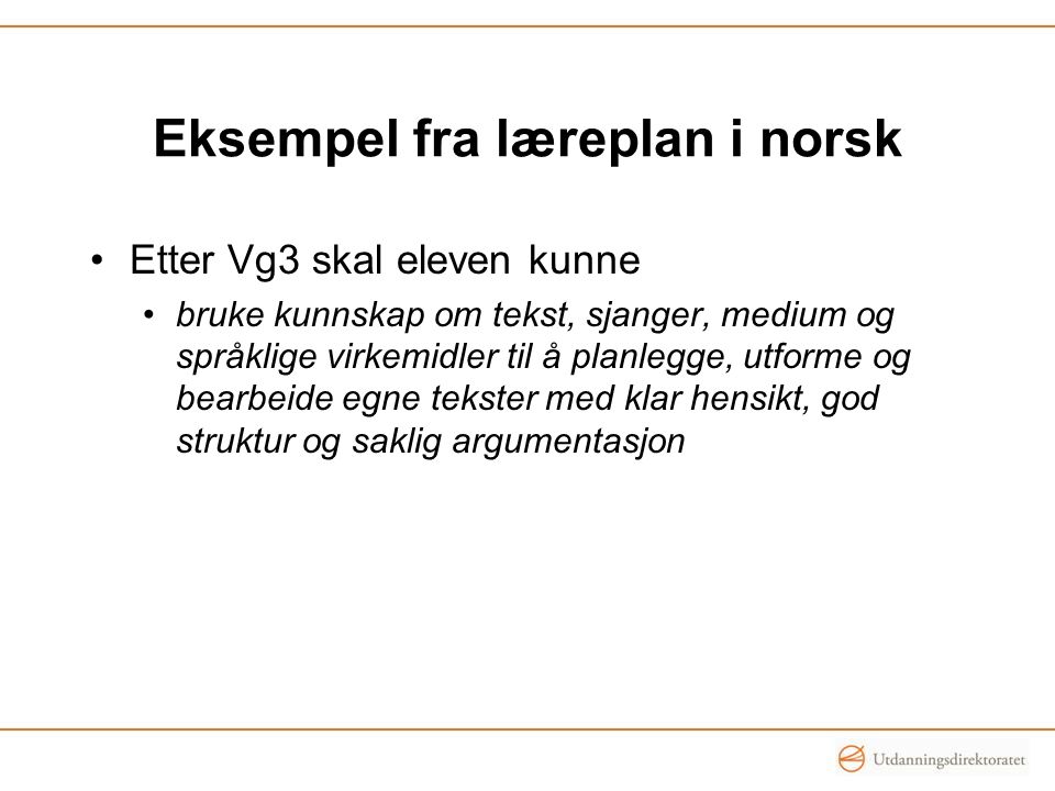 Eksempel fra læreplan i norsk