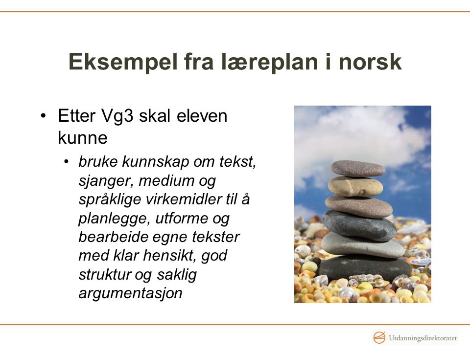 Eksempel fra læreplan i norsk