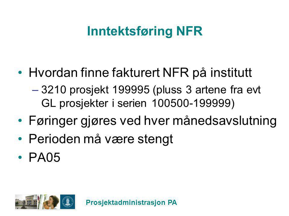 Hvordan finne fakturert NFR på institutt
