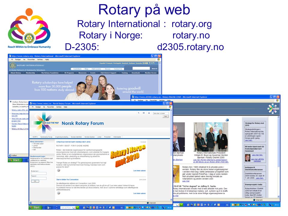 Rotary på web Rotary International : rotary.org Rotary i Norge: rotary.no D-2305: d2305.rotary.no