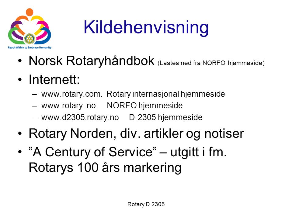 Kildehenvisning Norsk Rotaryhåndbok (Lastes ned fra NORFO hjemmeside)