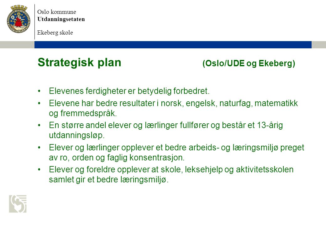 Strategisk plan (Oslo/UDE og Ekeberg)