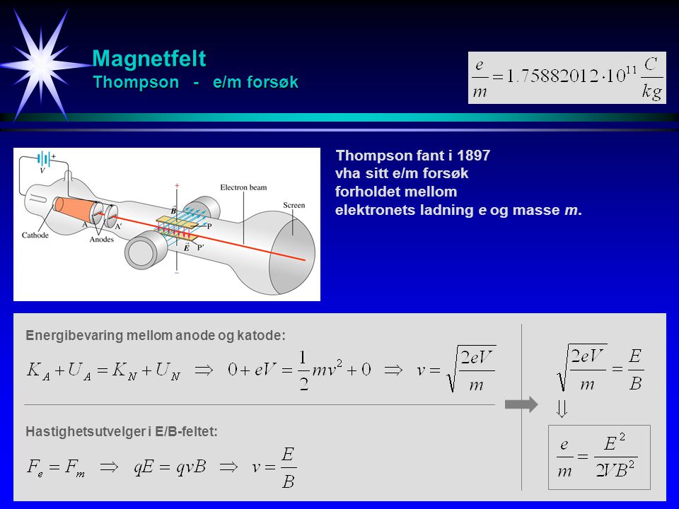 Magnetfelt Thompson - e/m forsøk