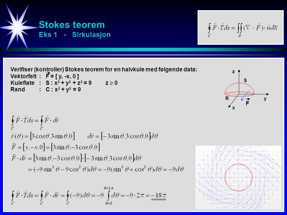 Stokes teorem Eks 1 - Sirkulasjon