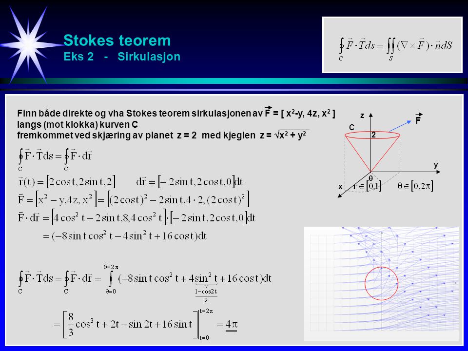 Stokes teorem Eks 2 - Sirkulasjon
