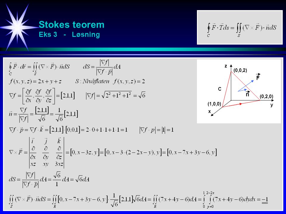 Stokes teorem Eks 3 - Løsning