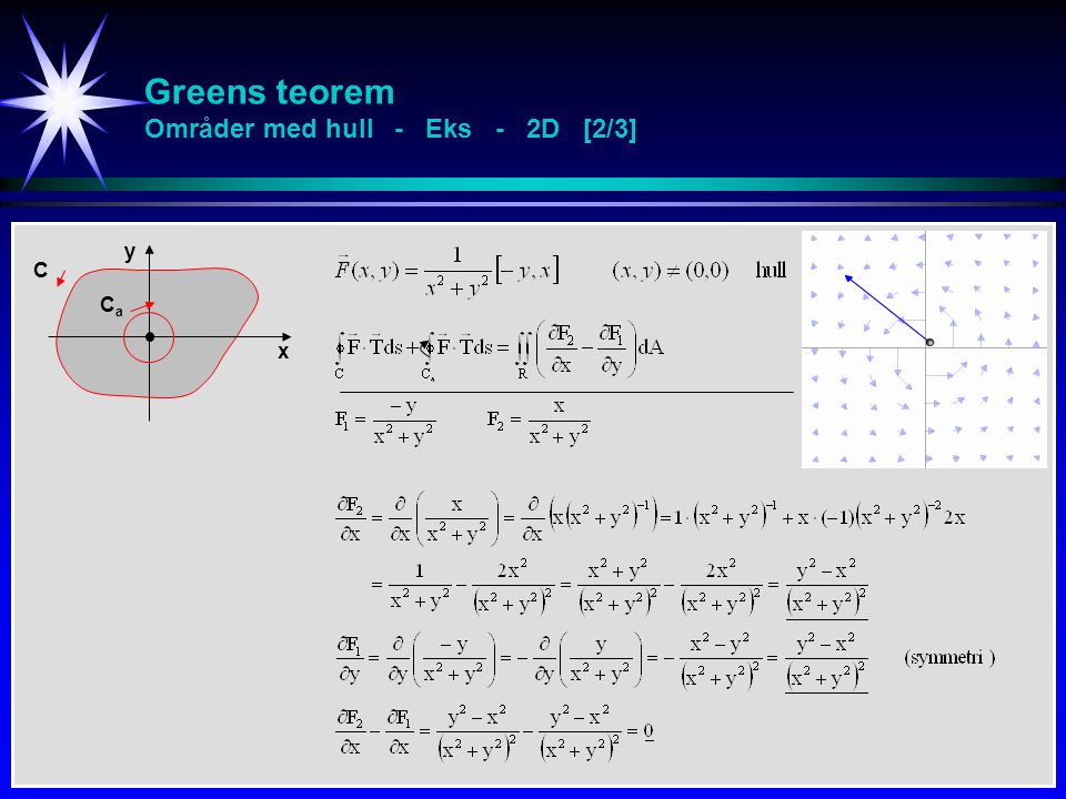 Greens teorem Områder med hull - Eks - 2D [2/3]