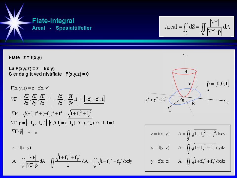 Flate-integral Areal - Spesialtilfeller