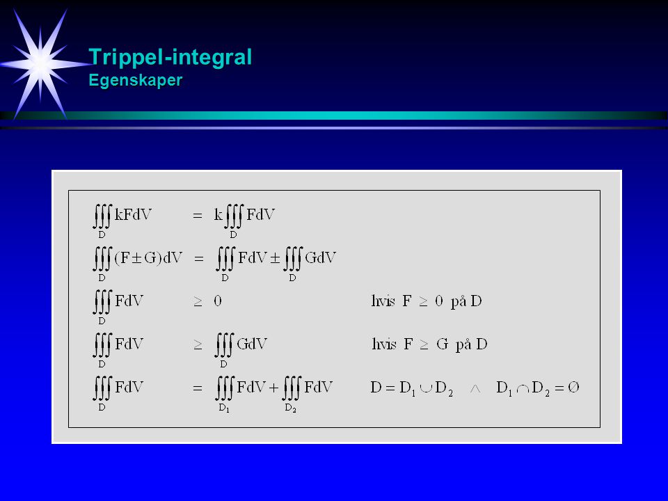Trippel-integral Egenskaper