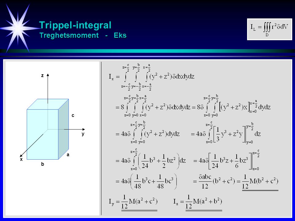 Trippel-integral Treghetsmoment - Eks