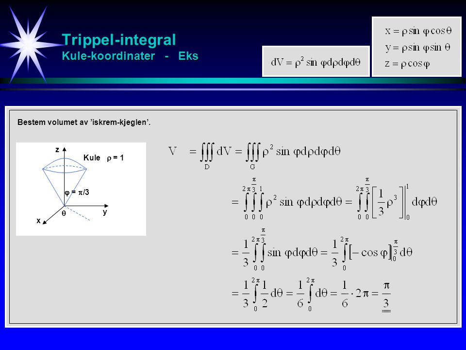 Trippel-integral Kule-koordinater - Eks