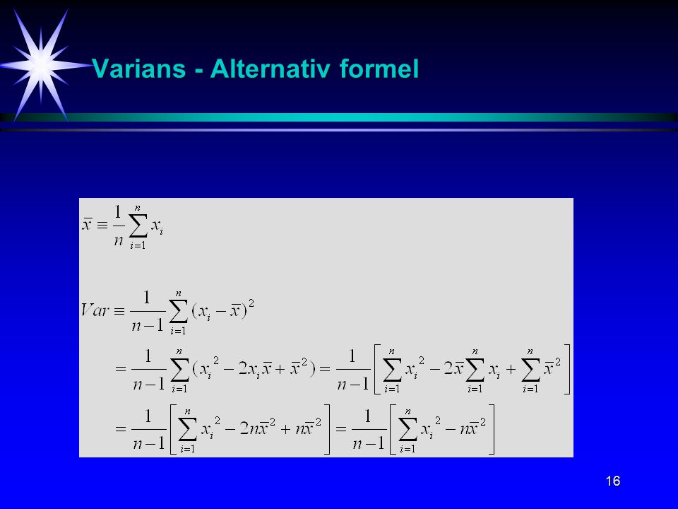 Varians - Alternativ formel