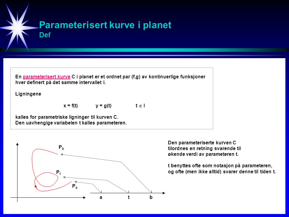 Parameterisert kurve i planet Def