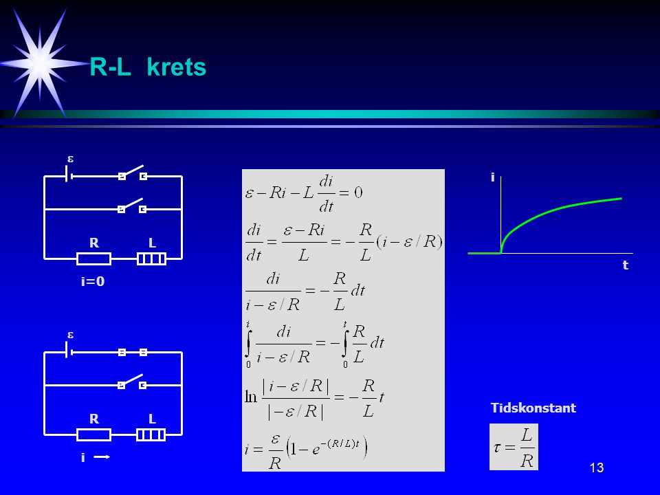 R-L krets  i R L t i=0  Tidskonstant R L i