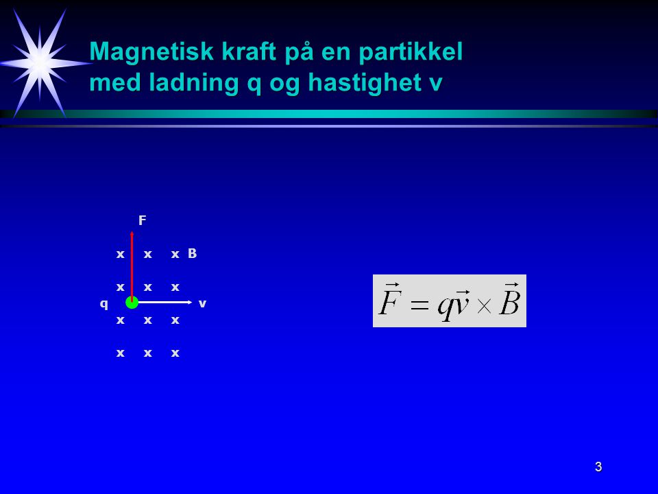 Magnetisk kraft på en partikkel med ladning q og hastighet v