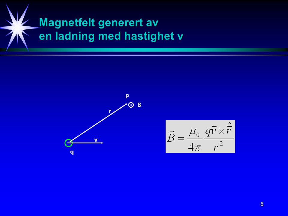 Magnetfelt generert av en ladning med hastighet v