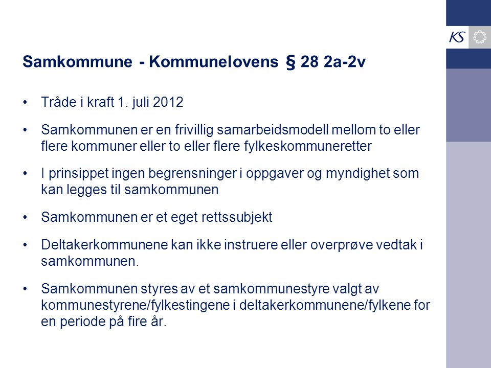 Samkommune - Kommunelovens § 28 2a-2v
