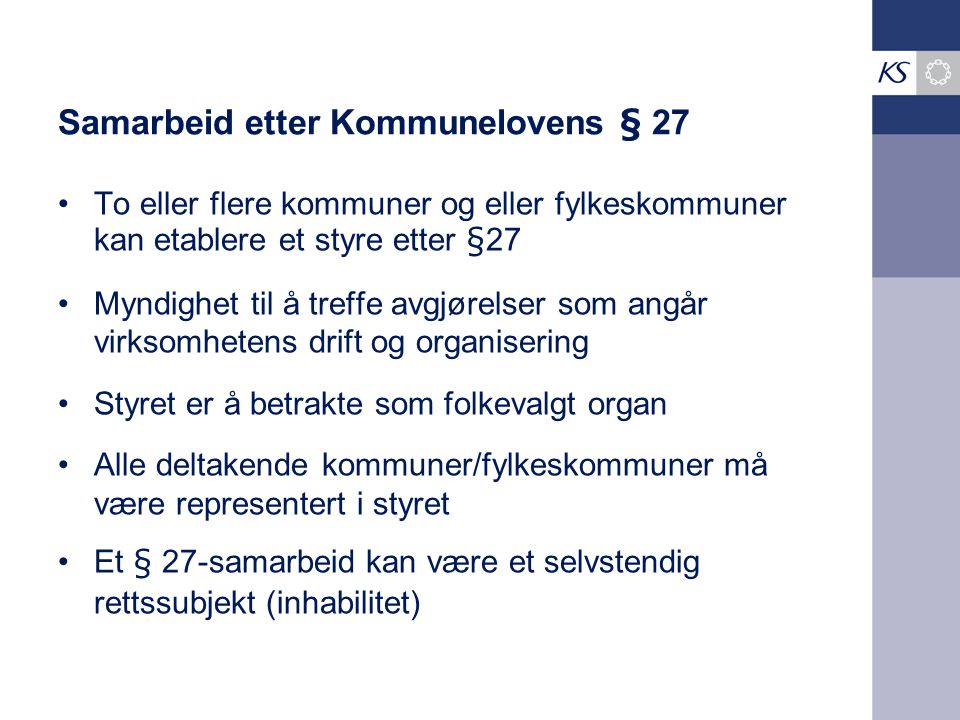 Samarbeid etter Kommunelovens § 27