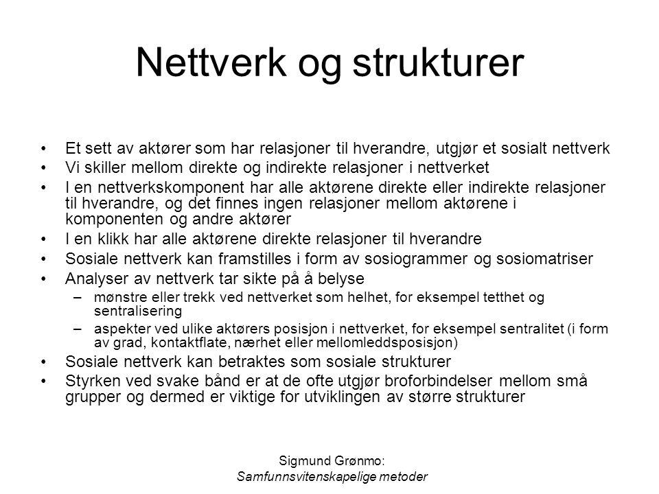 Nettverk og strukturer