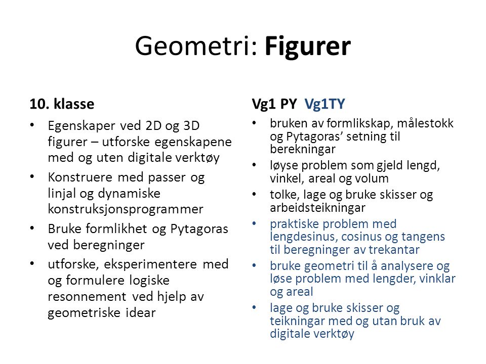 Geometri: Figurer 10. klasse Vg1 PY Vg1TY