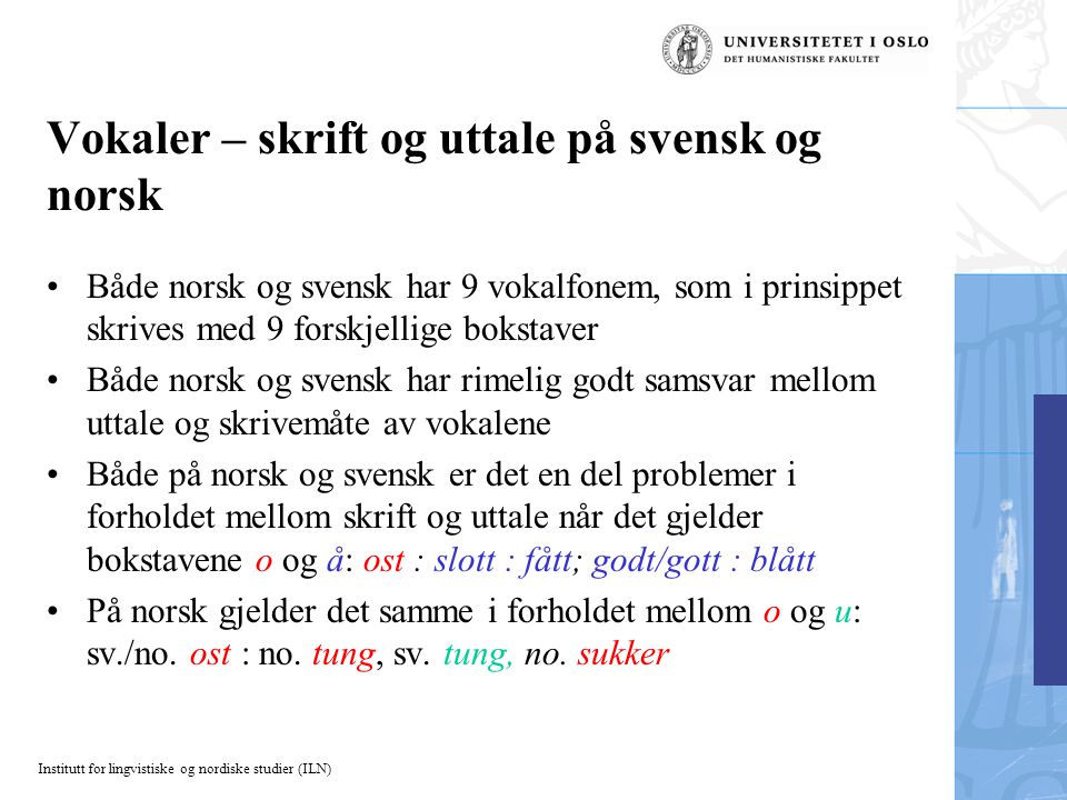 Vokaler – skrift og uttale på svensk og norsk
