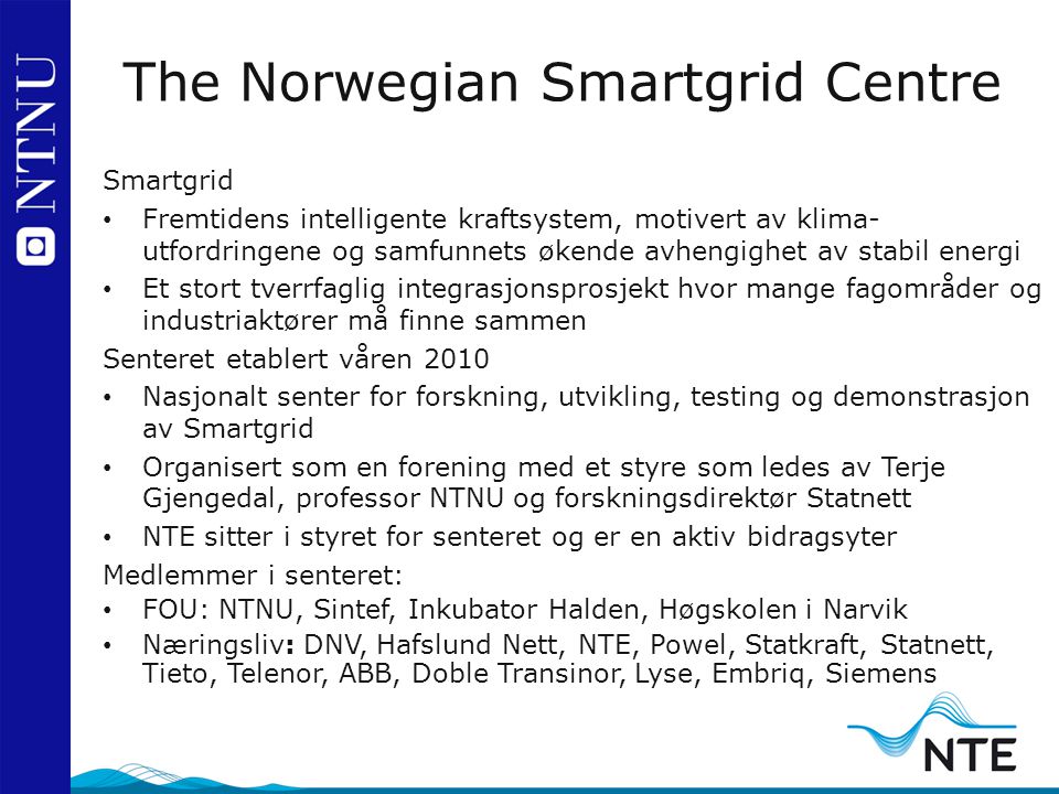 The Norwegian Smartgrid Centre