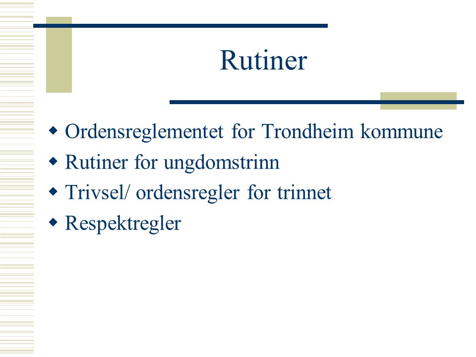 Rutiner Ordensreglementet for Trondheim kommune