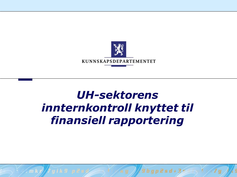 UH-sektorens innternkontroll knyttet til finansiell rapportering