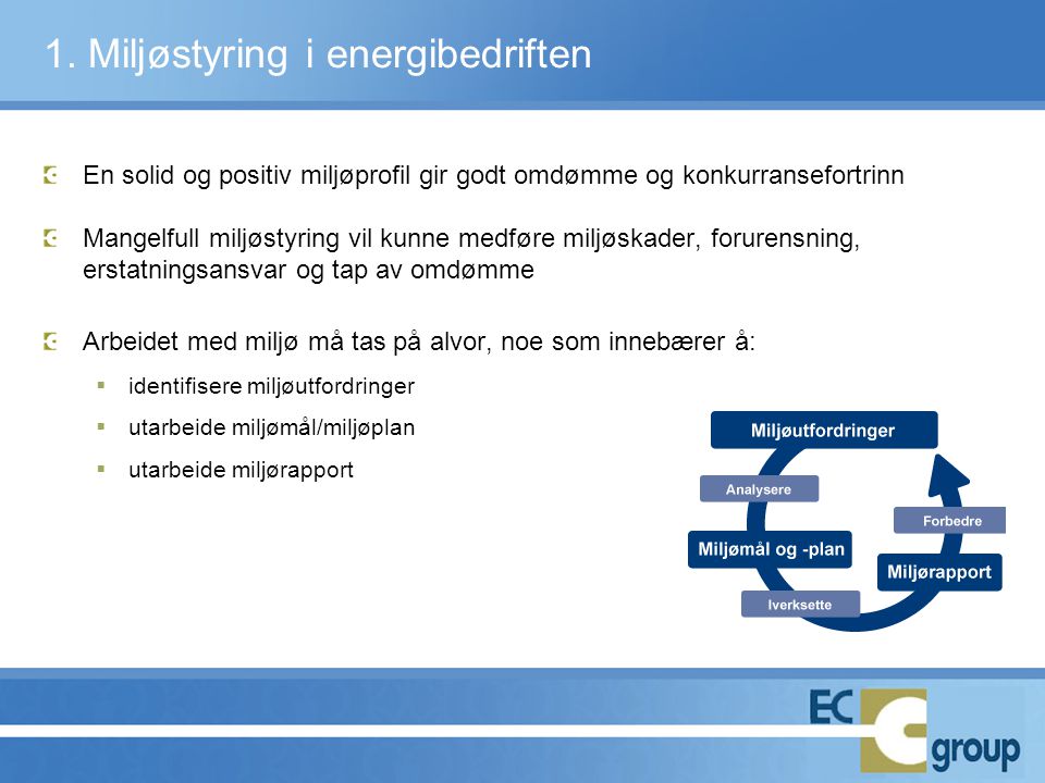 1. Miljøstyring i energibedriften