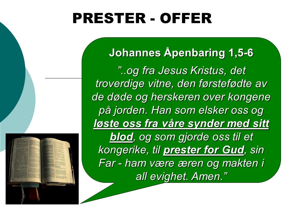 PRESTER - OFFER PRESTER - OFFER Johannes Åpenbaring 1,5-6