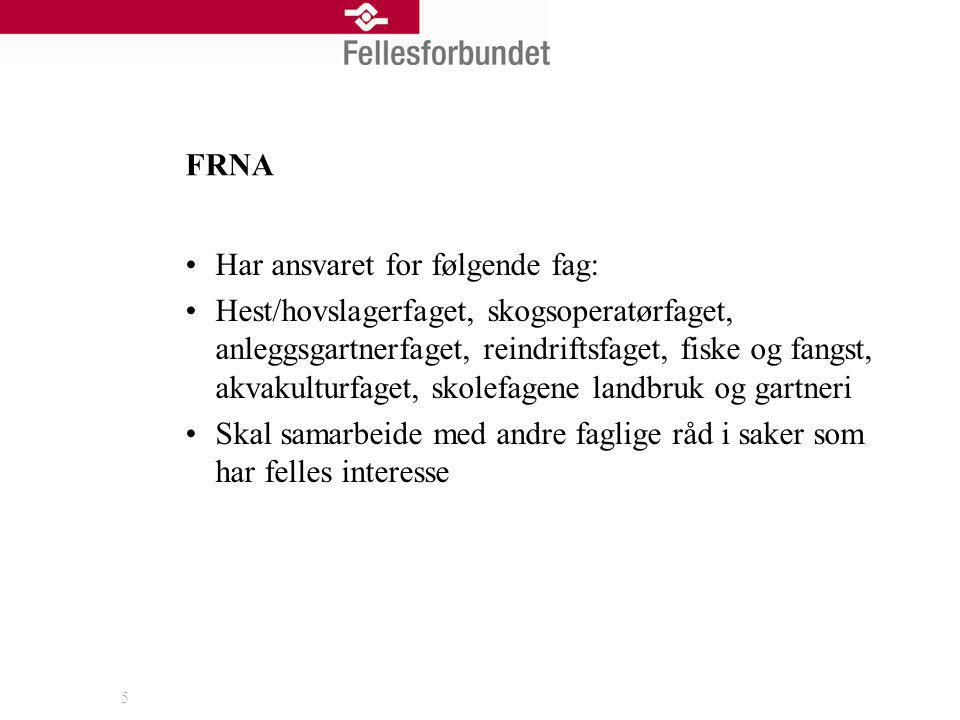 FRNA Har ansvaret for følgende fag: