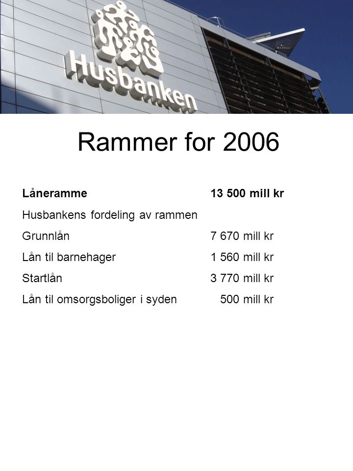 Rammer for 2006 Låneramme mill kr